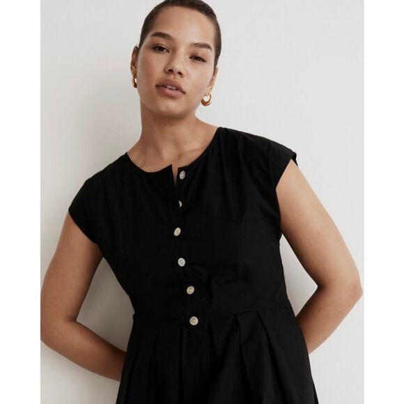 Madewell-Poplin Button-Front Midi Dress Size XXS - Picture 4 of 6